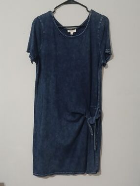 Jane & Delancey Washed Indigo Short Sleeve Tie-Waist Jeans Dress. NWT- Size L